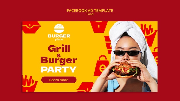 Kostenlose PSD social-media-promo-vorlage für burger und grill