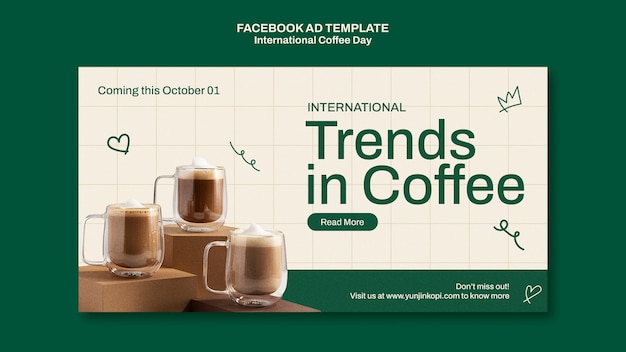 Kostenlose PSD social-media-promo-vorlage für den internationalen kaffeetag