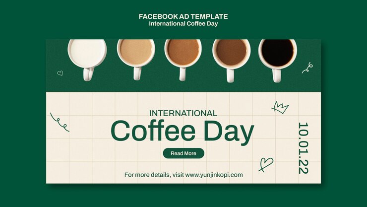 Kostenlose PSD social-media-promo-vorlage für den internationalen kaffeetag