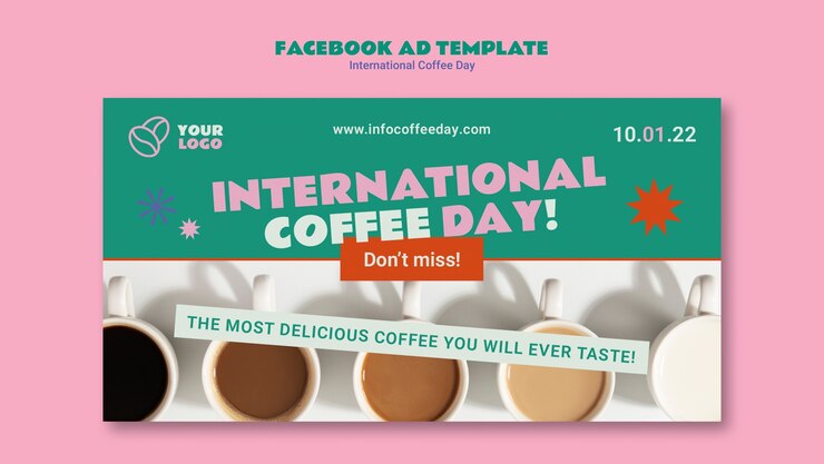 Kostenlose PSD social-media-promo-vorlage für den internationalen kaffeetag