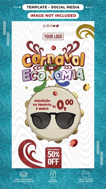 Social Media Stories Economy Karneval für den Verkauf der angebotenen Produkte