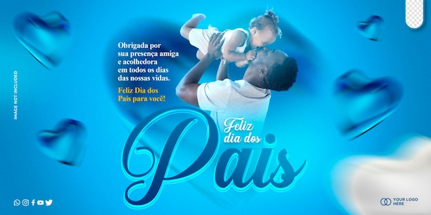 Kostenlose PSD social-media-vorlage für die vatertagsfeier „feliz dia dos pais“ in brasilien