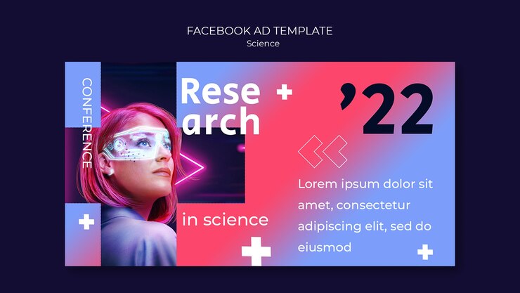 Kostenlose PSD social-media-werbevorlage für wissenschaft und virtuelle realität