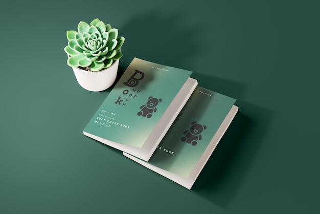 Kostenlose PSD softcover-buch-mockup-szene