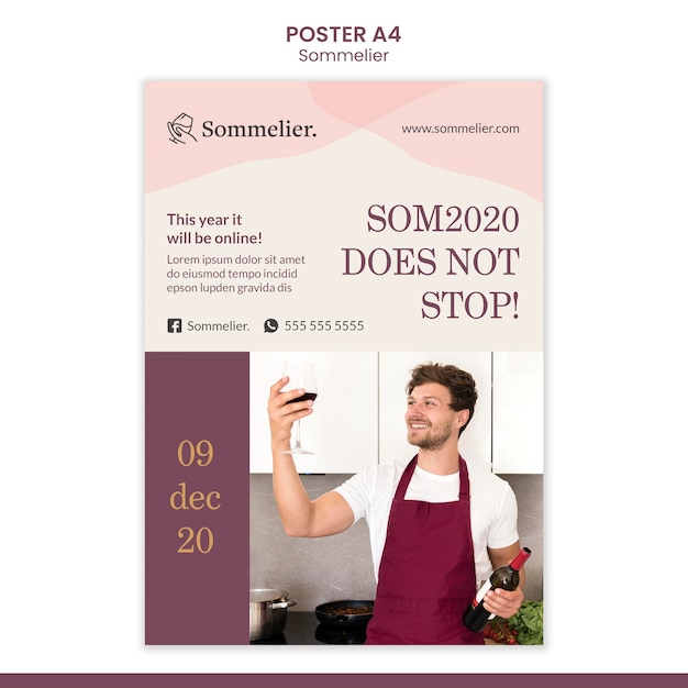 Kostenlose PSD sommelier werbeplakat vorlage