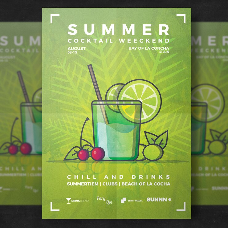 Sommer-Cocktail-Flyer-Schablone