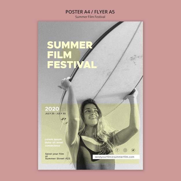 Kostenlose PSD sommer film festival poster vorlage