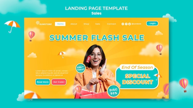 Kostenlose PSD sommer-flash-sale-landingpage