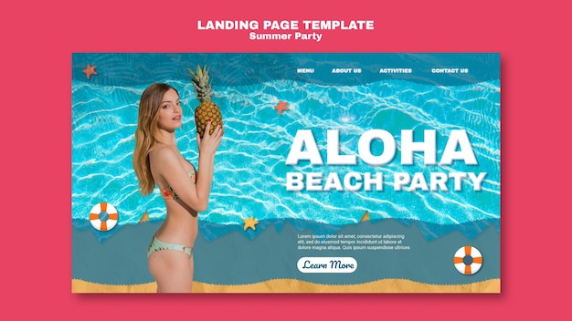 Kostenlose PSD sommer party landingpage vorlage