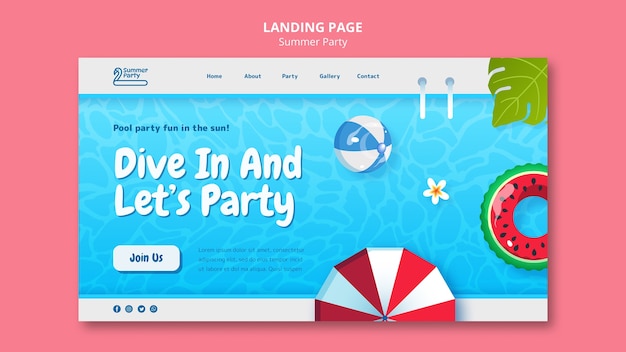 Kostenlose PSD sommer party landingpage vorlage