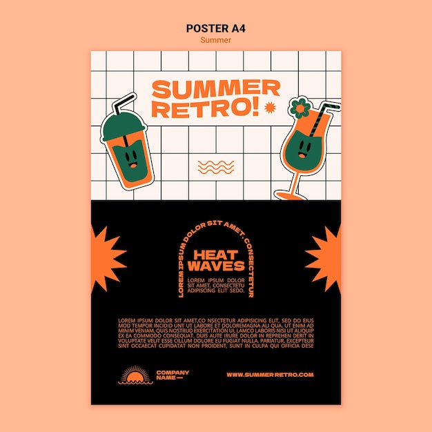 Sommer retro event poster vorlage