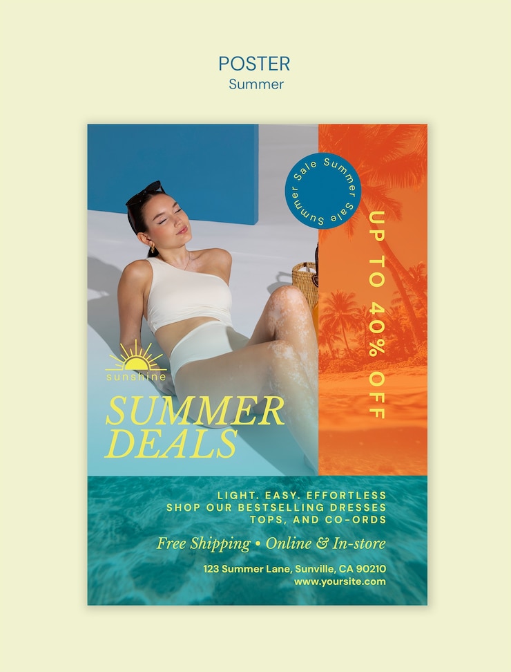 Kostenlose PSD sommerangebote und mode-promotionsplakat
