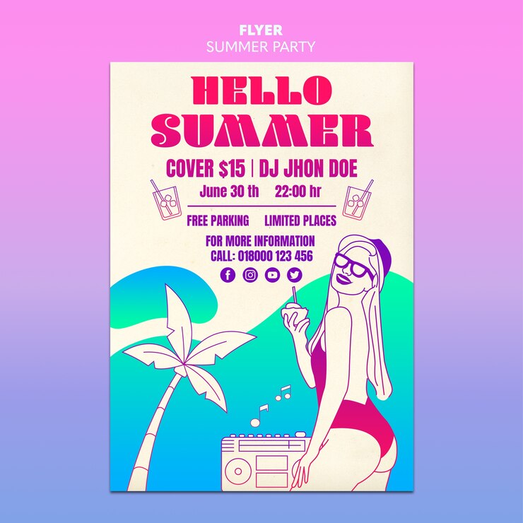 Kostenlose PSD sommerfest flyer vorlage konzept