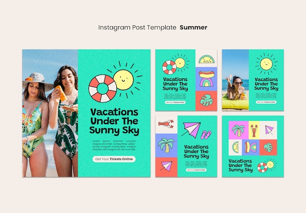 Kostenlose PSD sommerurlaub instagram-posts