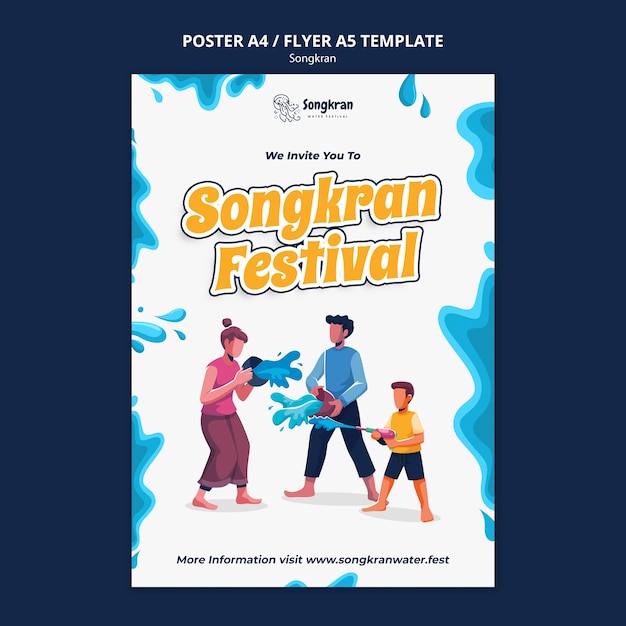 Songkran-Vorlage mit flachem Design