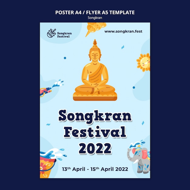 Kostenlose PSD songkran-vorlage mit flachem design