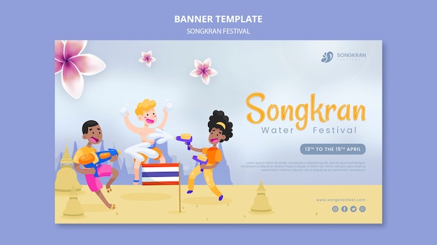 Kostenlose PSD songkran-vorlage mit flachem design