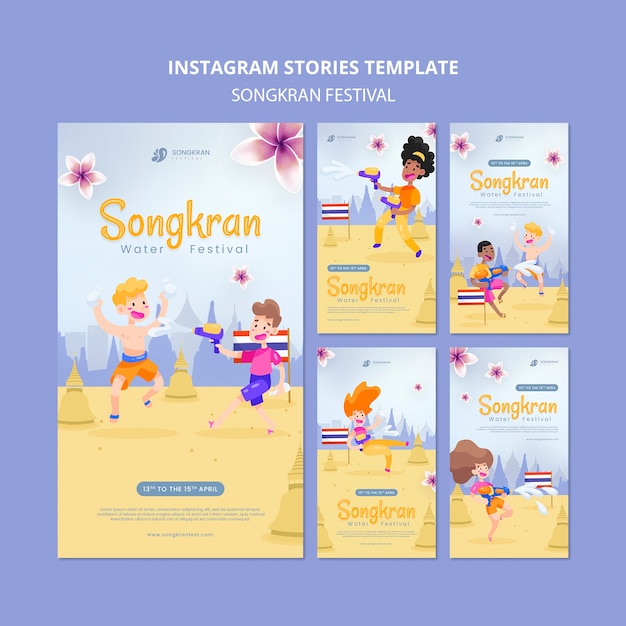 Kostenlose PSD songkran-vorlage mit flachem design