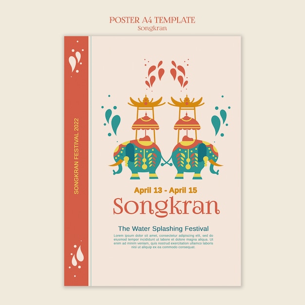 Kostenlose PSD songkran-vorlage mit flachem design