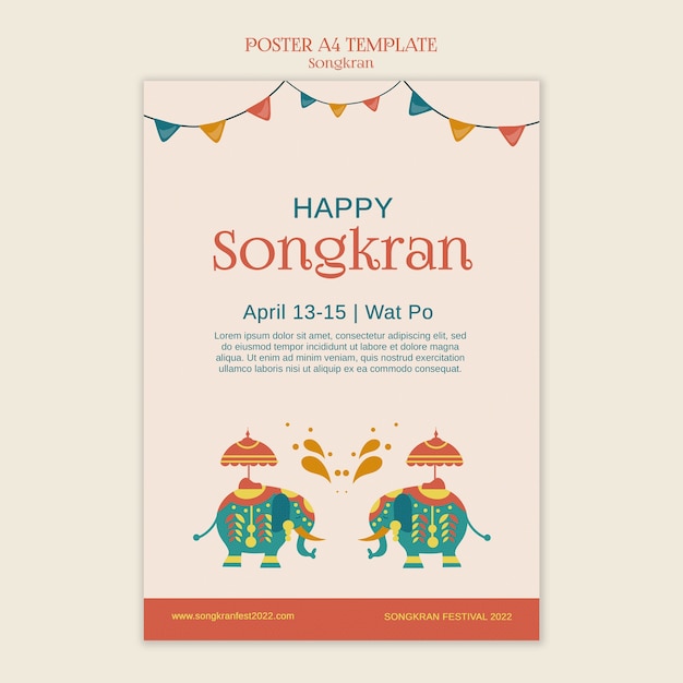 Songkran-Vorlage mit flachem Design