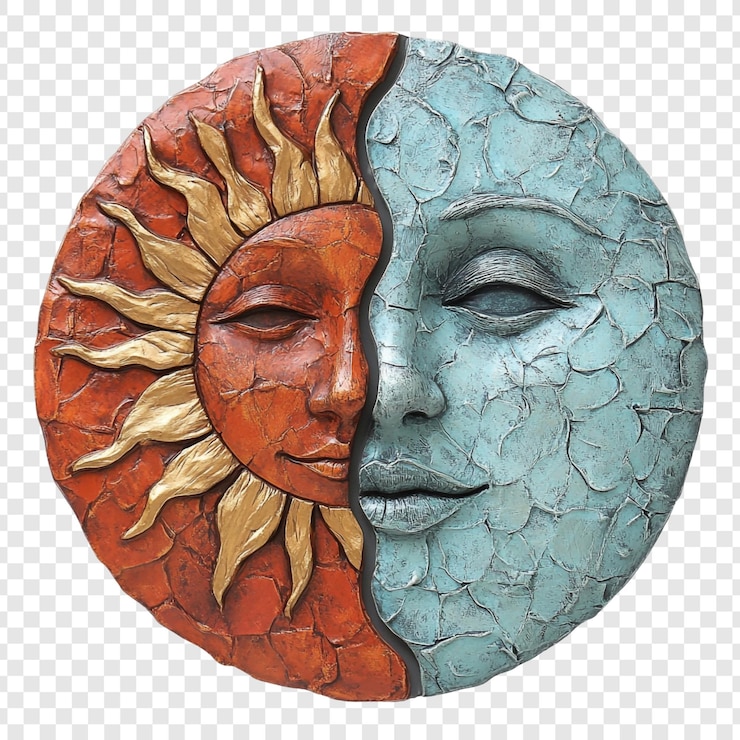 Kostenlose PSD sonne und mond himmelsskulptur eine harmonische mischung aus tag und nacht