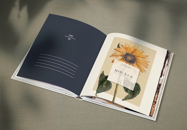 Sonnenblume auf einem Zeitschriftenmodell