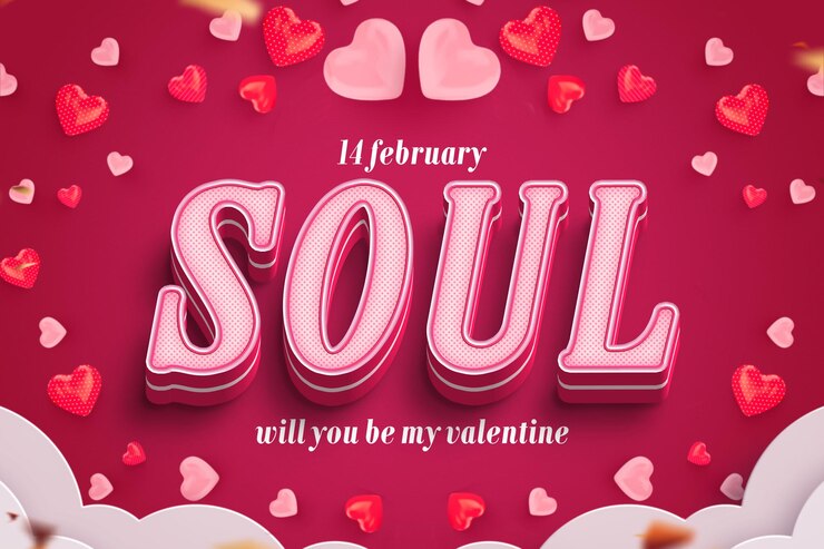 Kostenlose PSD soul valentinstag bearbeitbare texteffekt