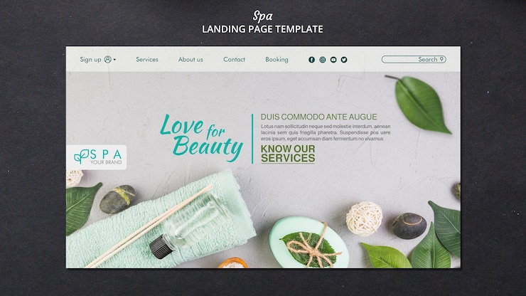 Kostenlose PSD spa-konzept landingpage-vorlage