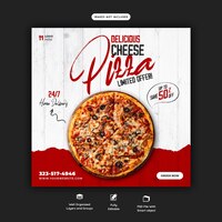 Speisekarte und leckere pizza social media banner vorlage