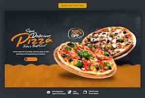 Kostenlose PSD speisekarte und leckere pizza web banner vorlage