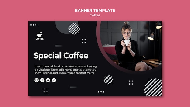 Kostenlose PSD spezielle kaffee-konzept-banner-vorlage