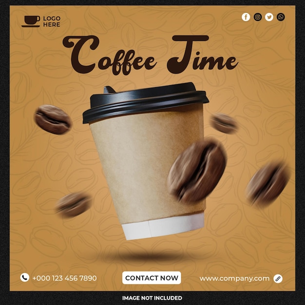 Spezieller Kaffee-Menü-Verkauf Werbe-Web-Banner oder Instagram-Banner-Vorlage