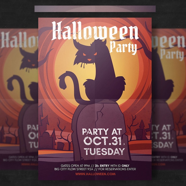 Kostenlose PSD spooky halloween flyer vorlage