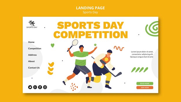 Sport horizontale Banner-Vorlage mit Menschen, die Sport treiben