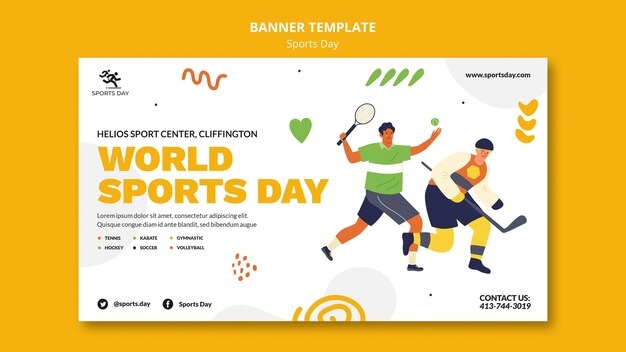 Sport horizontale Banner-Vorlage mit Menschen, die Sport treiben