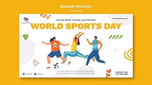 Sport horizontale Banner-Vorlage mit Menschen, die Sport treiben