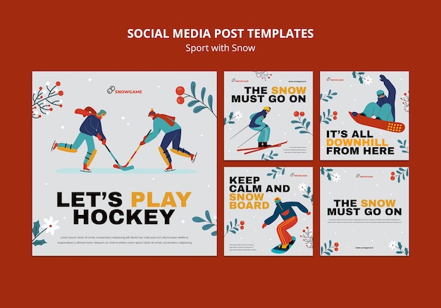 Kostenlose PSD sport instagram post template design