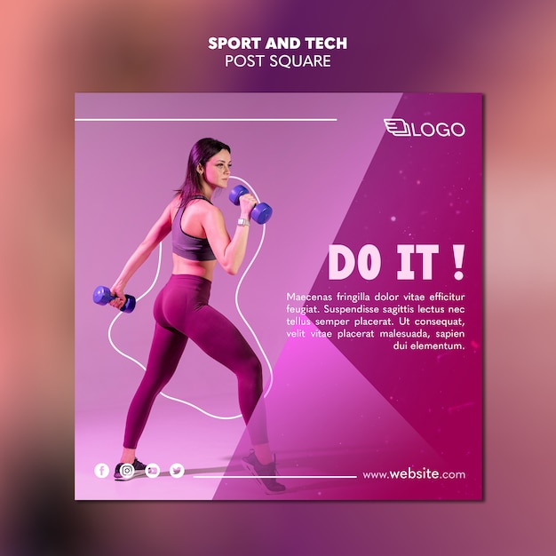 Kostenlose PSD sport & tech post template design