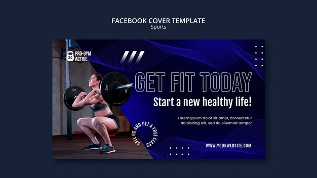 Sport- und Fitness-Social-Media-Cover-Vorlage