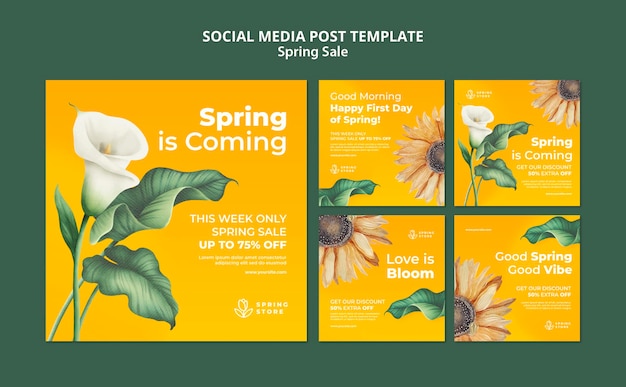 Kostenlose PSD spring sale social media post