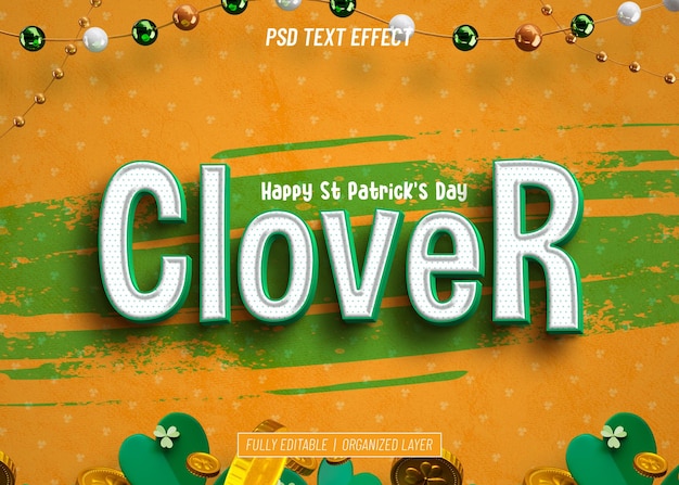 Kostenlose PSD st. patrick's day bearbeitbare texteffekte