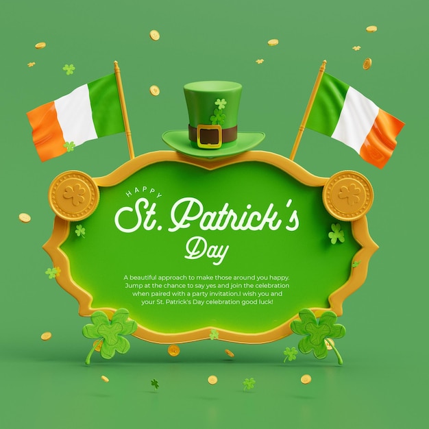 Kostenlose PSD st. patrick's day celebration 3d-post-banner-design-vorlage