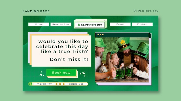 Kostenlose PSD st. patrick's day feier landing page