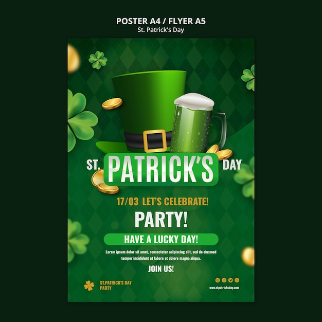 Kostenlose PSD st. patrick's day feiern poster vorlage.