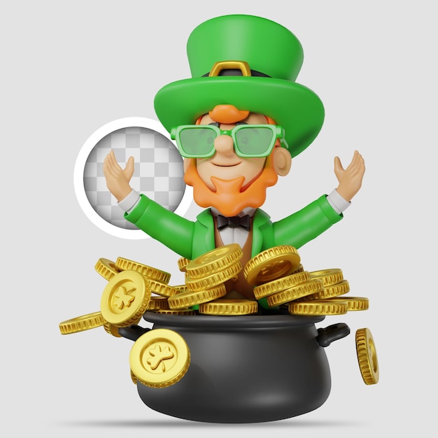 St. Patricks Charakter feiert mit Münzen