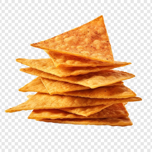 Kostenlose PSD stapel von chili-tortilla-chips, isoliert auf durchsichtigem hintergrund