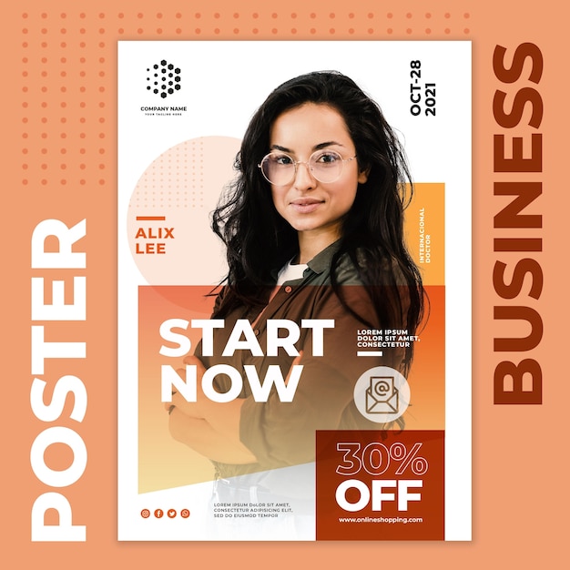 Starten sie jetzt business poster vorlage