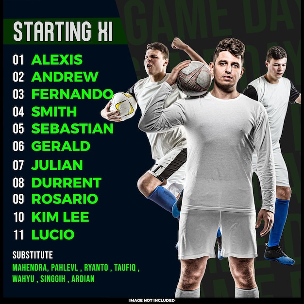 Starting XI Soccer Team Lineup