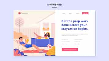 Kostenlose PSD staycation konzept landingpage design