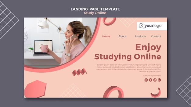 Kostenlose PSD studieren sie den online-landingpage-stil